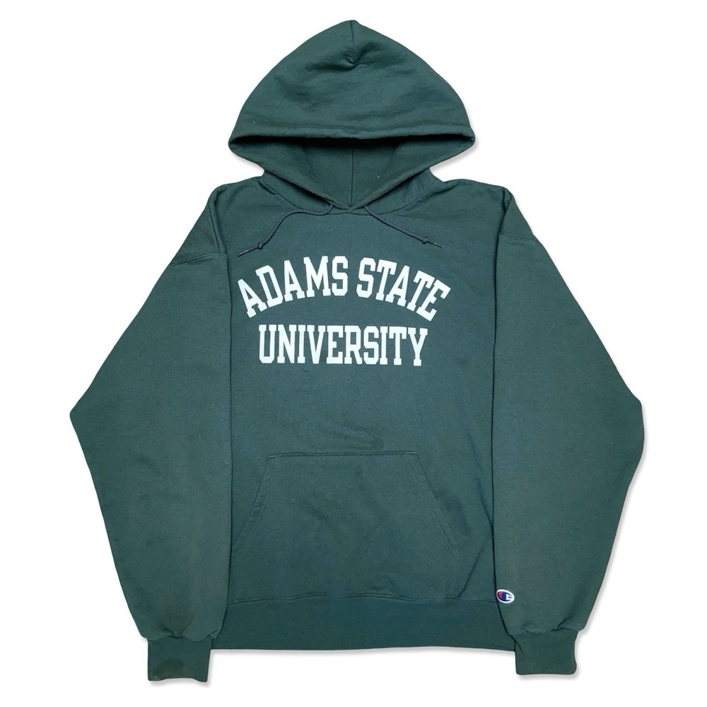 Vintage Champion Adams State University Hoodie Mens XL Green Eco Fleece